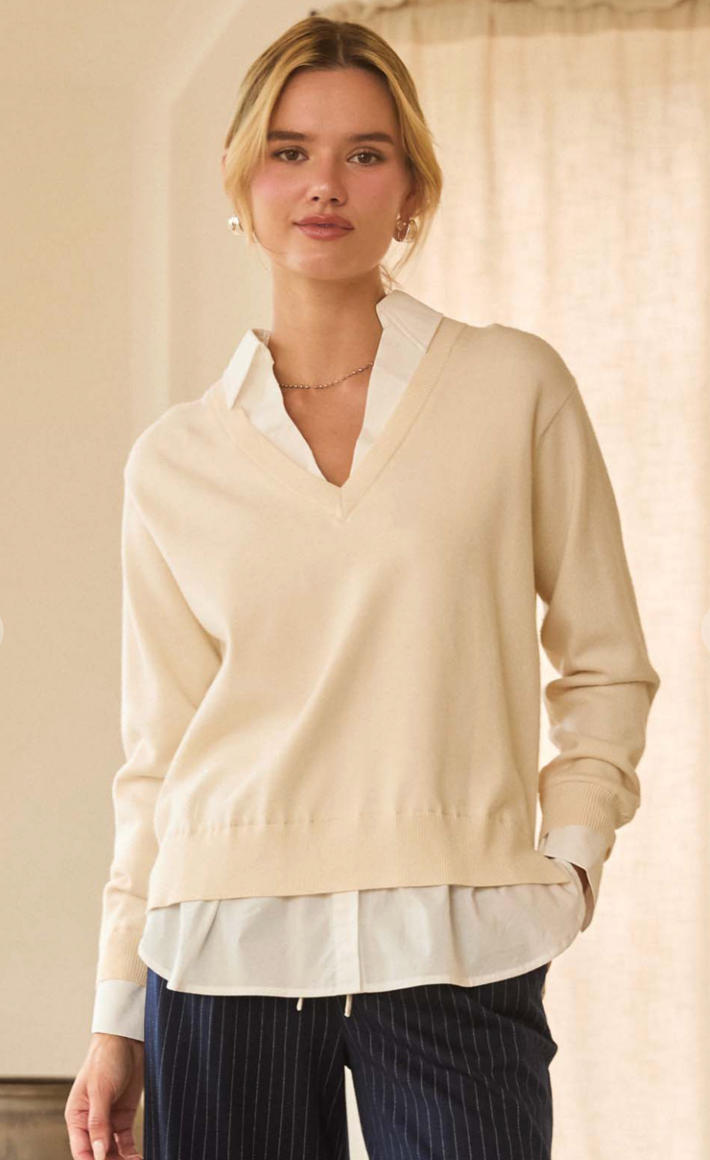 Layered Look Mixed Media Sweater