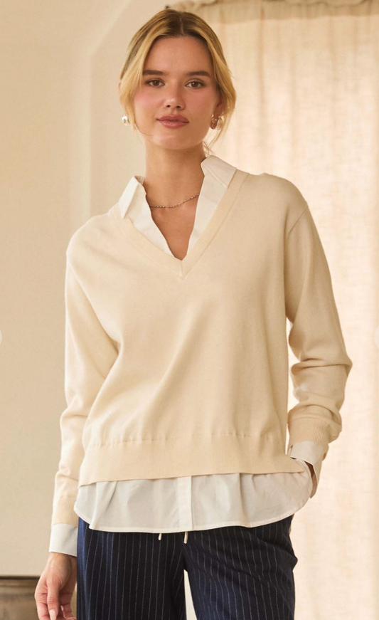 Layered Look Mixed Media Sweater