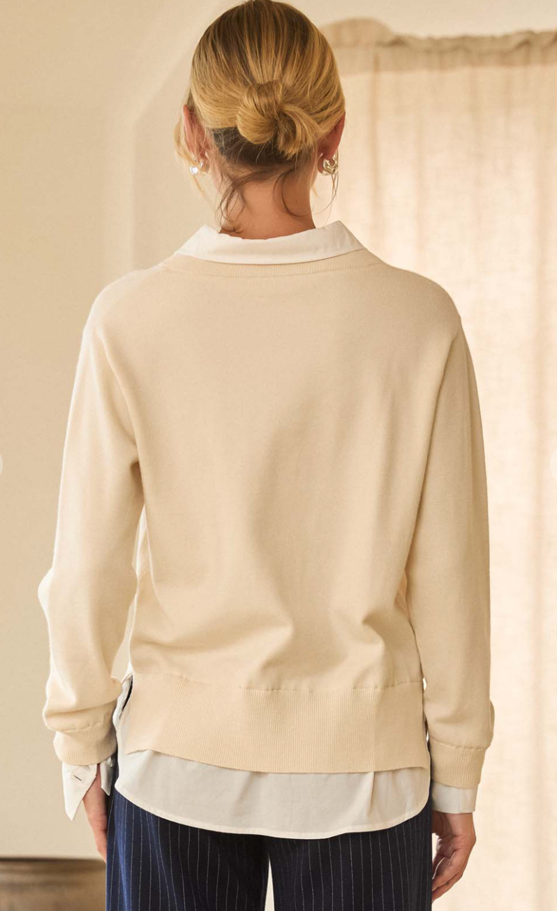 Layered Look Mixed Media Sweater