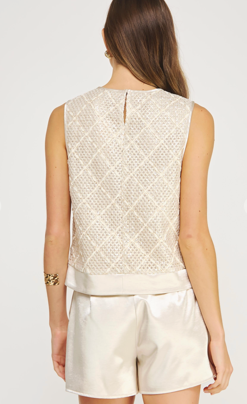 Satin Contrast Sequin Shorts