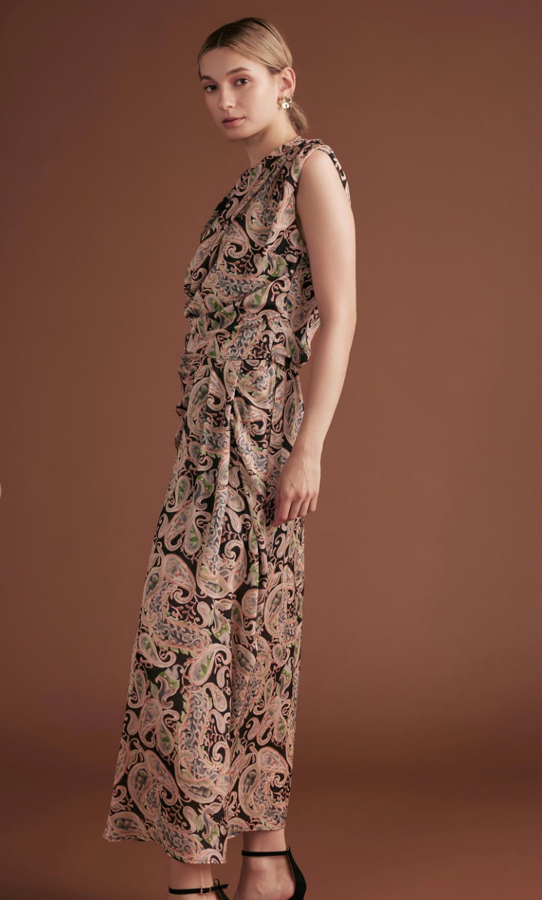 Paisley Draped Neckline Top