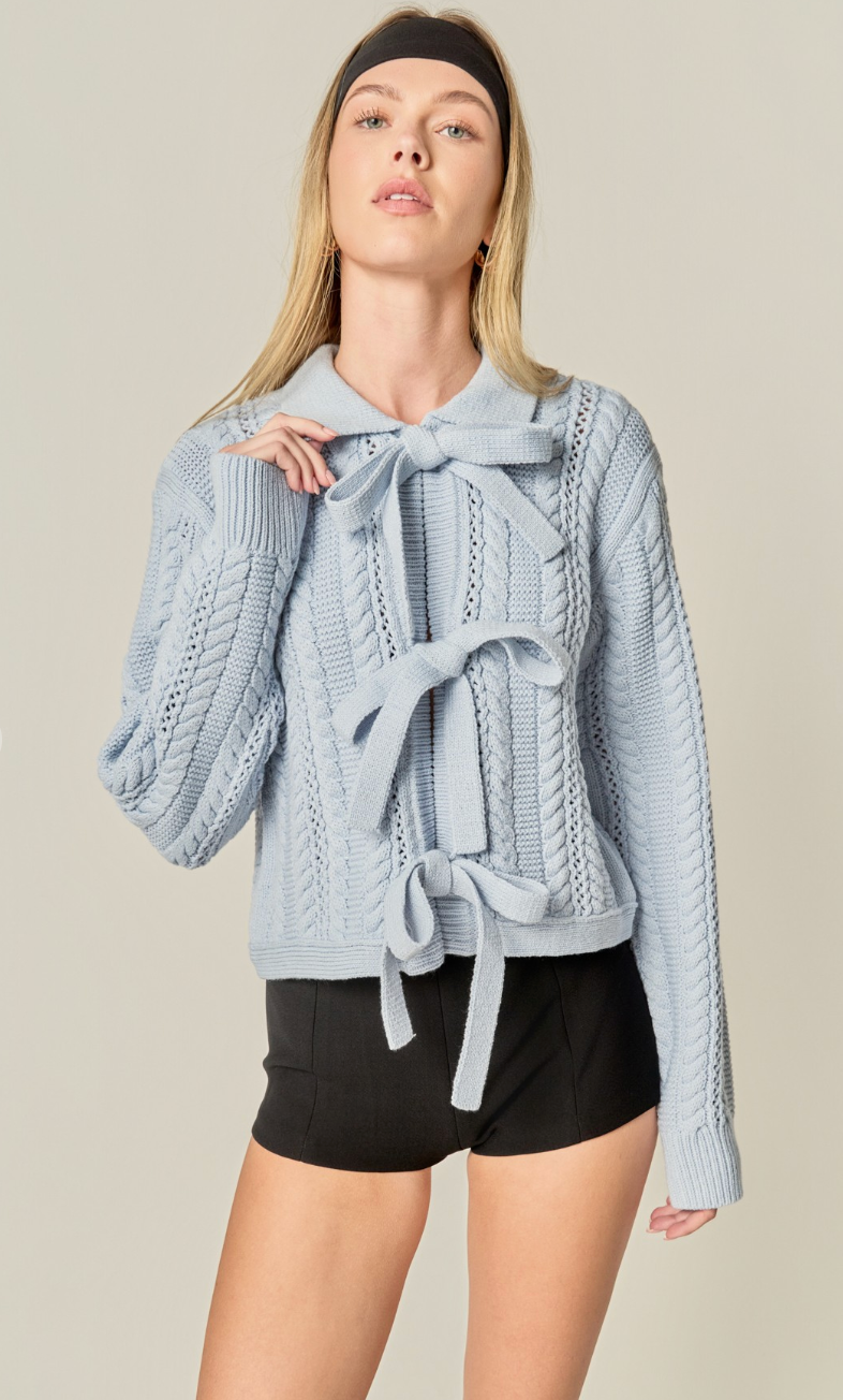 Cable Bow Cardigan
