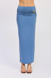 Maxi Ruched Knitskirt With Gold Trim