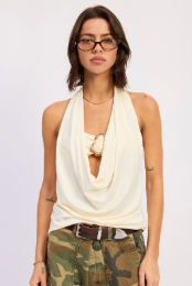 Drape Cowl Neck Bandean Top