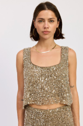 Sleeveless Square Neck Sequin Top