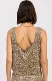 Sleeveless Square Neck Sequin Top