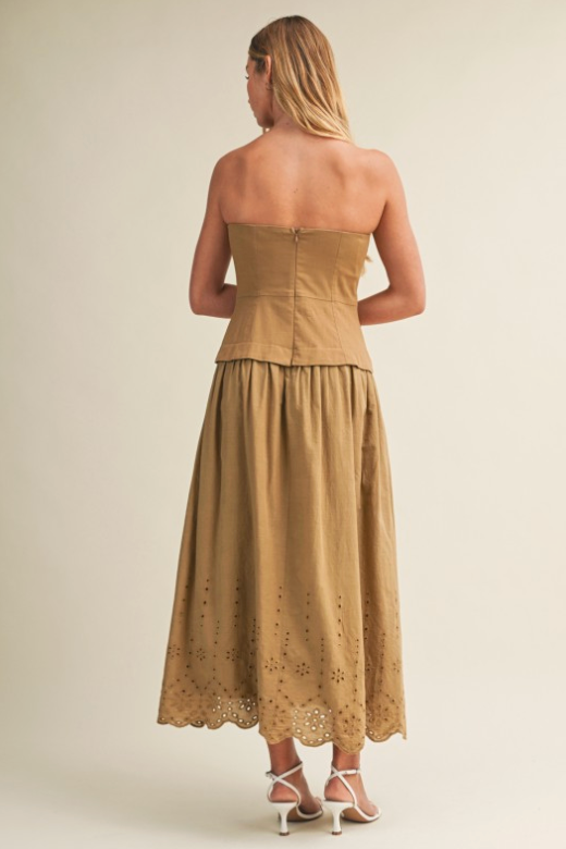 Eyelet Scallop Hem Twofer Dress