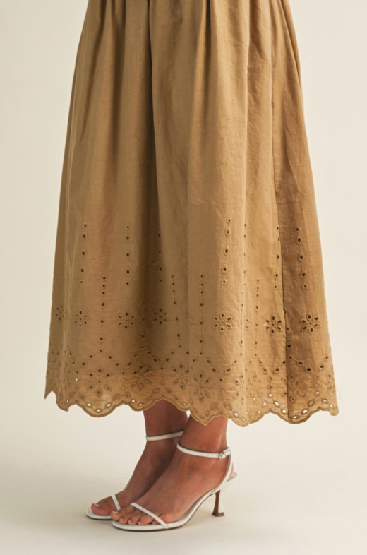 Eyelet Scallop Hem Twofer Dress