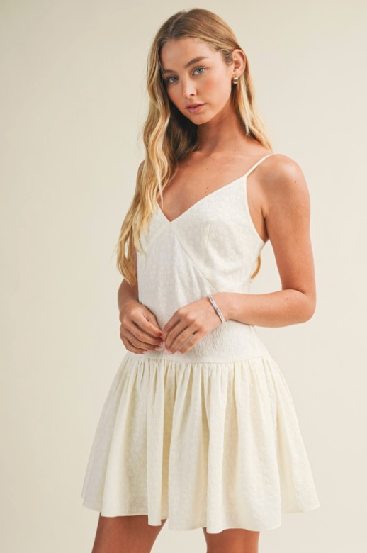 Floral Textured Bubble-hem Stretch Dress