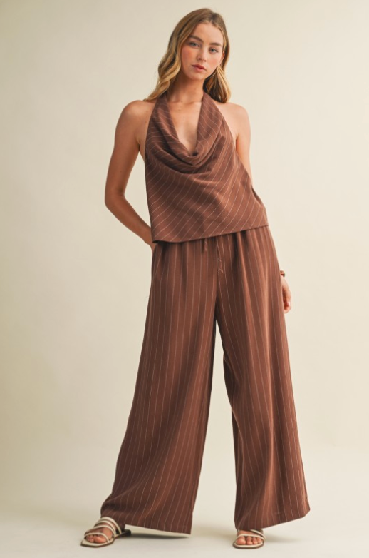 Drawstring Waist Stripe Pants