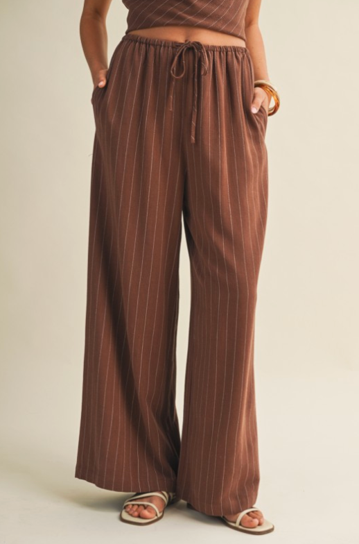 Drawstring Waist Stripe Pants