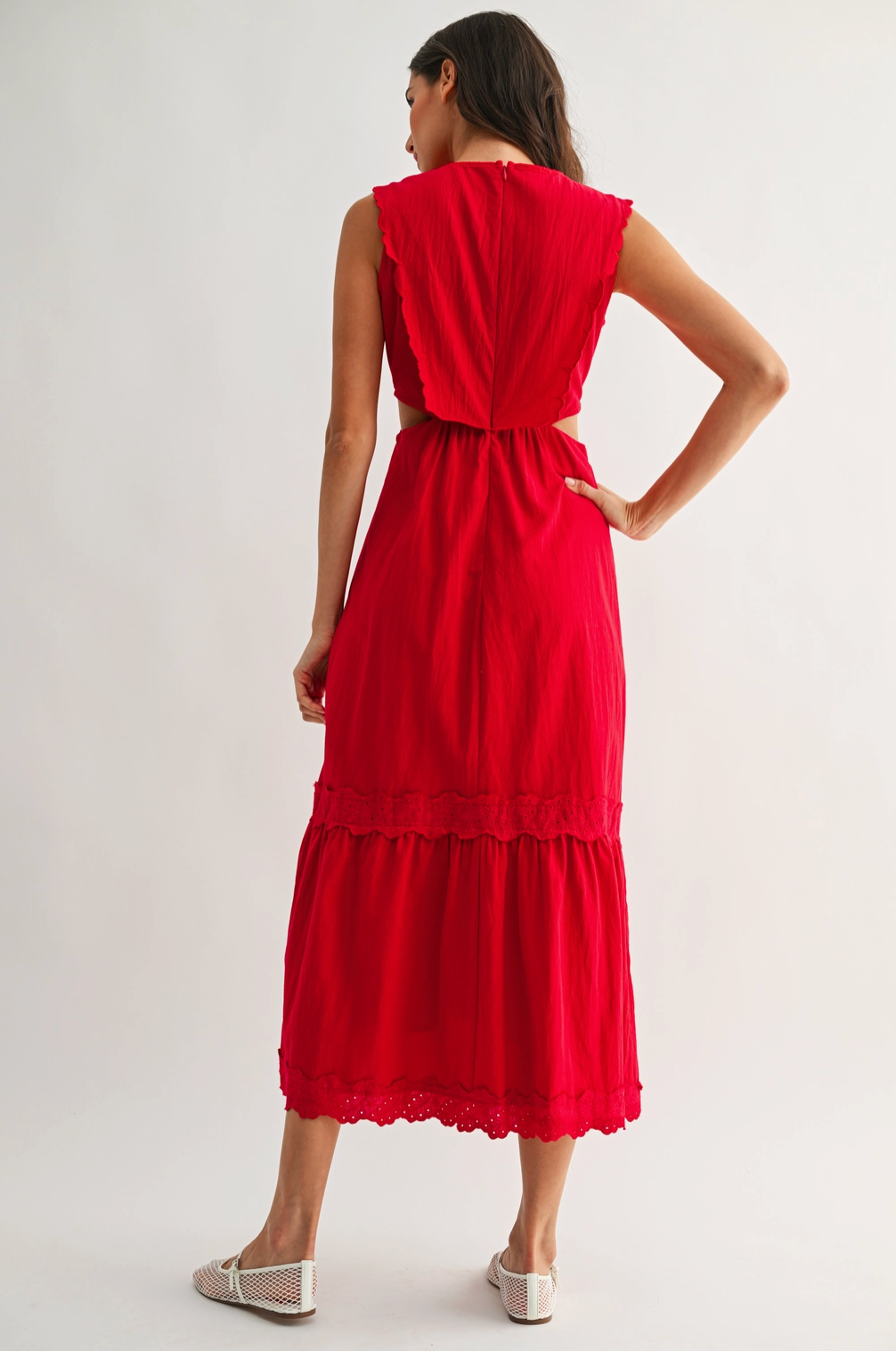 Embroidered Sleeveless Maxi Dress with Cut-Out