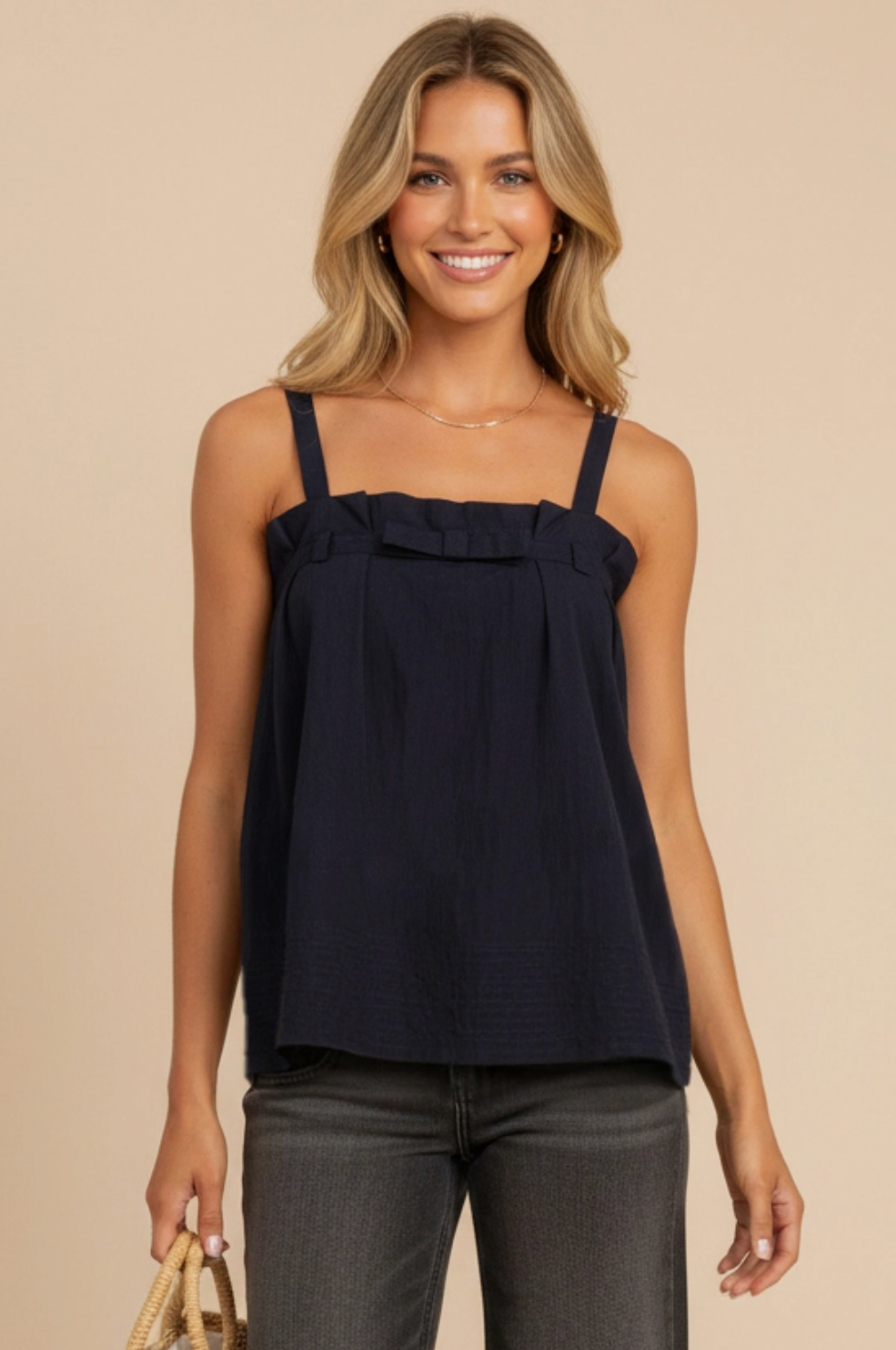 Little Bow Sleeveless Stitch Top