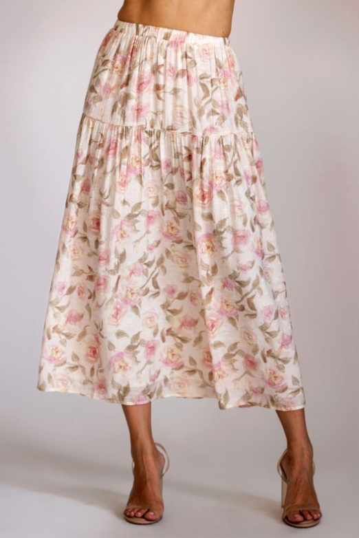Floral Tiered Midi Skirt