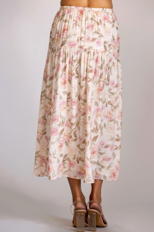 Floral Tiered Midi Skirt