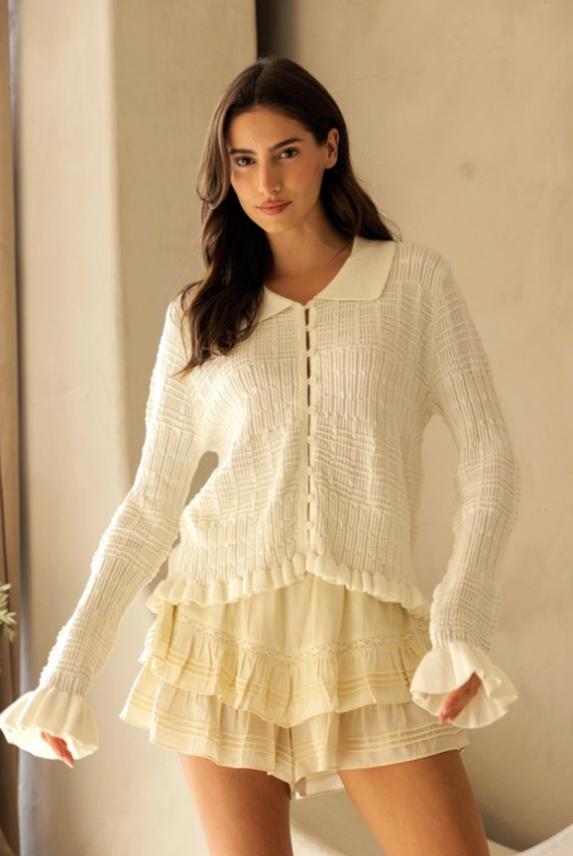 Textured Ruffle Cardigan