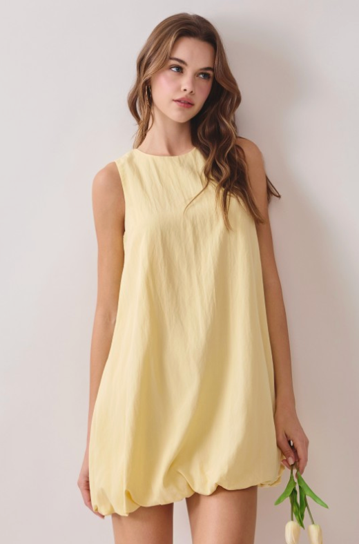 Open Back Design Bubble Hem Mini Dress