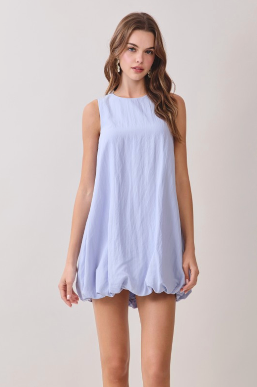 Open Back Design Bubble Hem Mini Dress