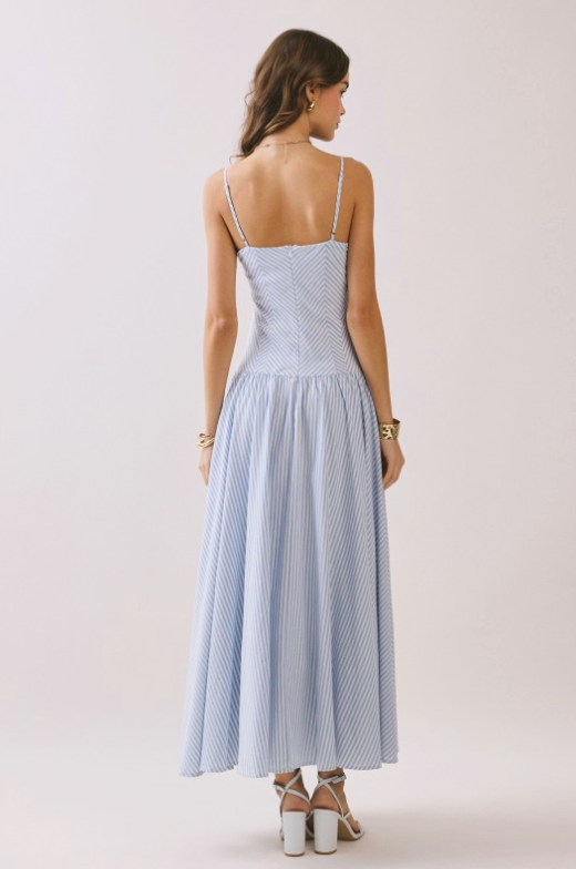 Striped Sweetheart Neck Corset Style Maxi Dress