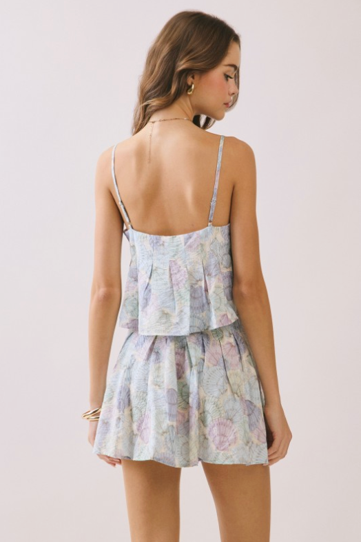 Printed Layered Flounce Hem Relaxed Fit Top