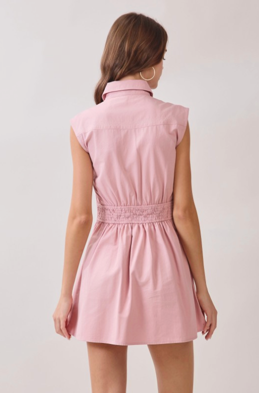 Flap Chest Pocket Detail Button Front Shirt Dress