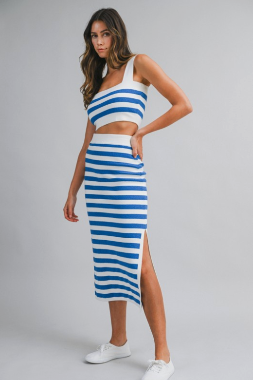 Stripe Sleeveless Knit Crop Top