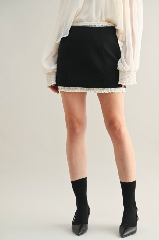 Contrast Trim Ruffled Mini Skirt