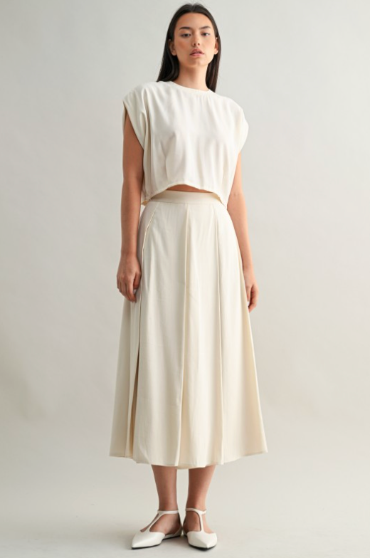 Solid Pleated Crop Top