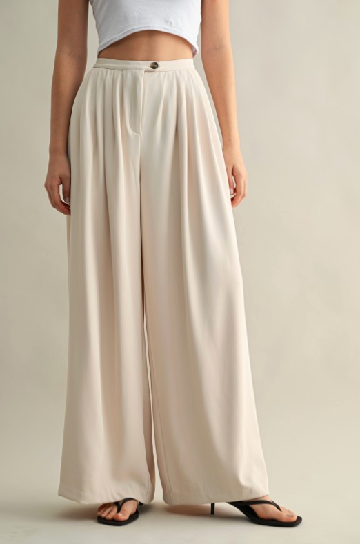 Flowy Pleated High Waist Wide Leg Pants