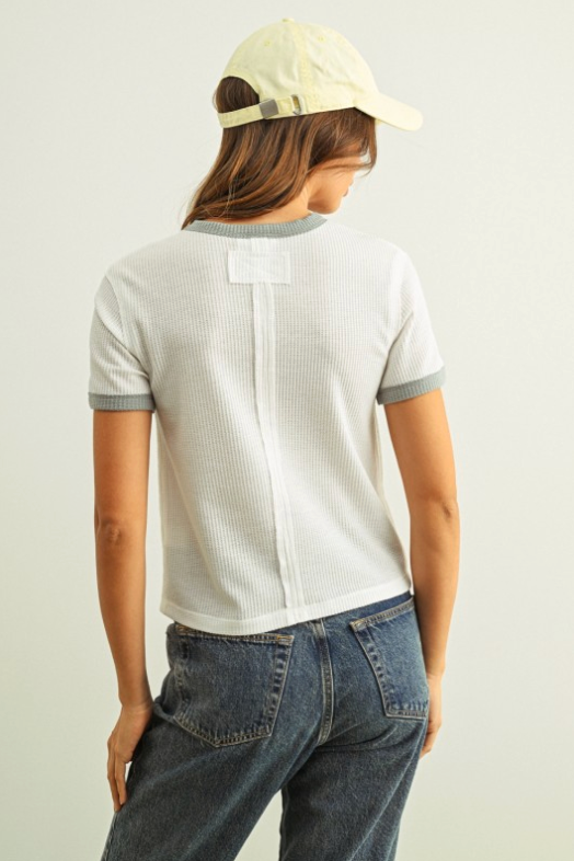 Color Combo Waffle Fabric Top