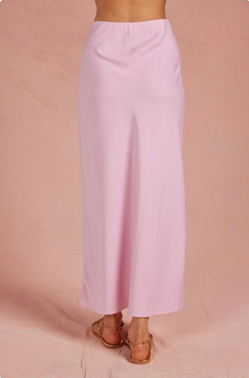 Asymmetric Wrap Style Satin Midi Skirt