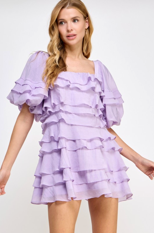 Tiered Ruffle Layered Mini Dress