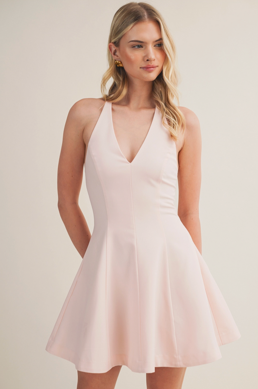 Halter Neck Mini Flare Dress