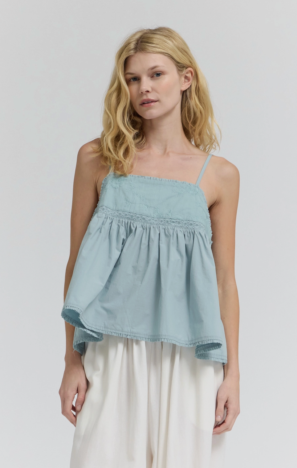 Embroidered Sleeveless Top