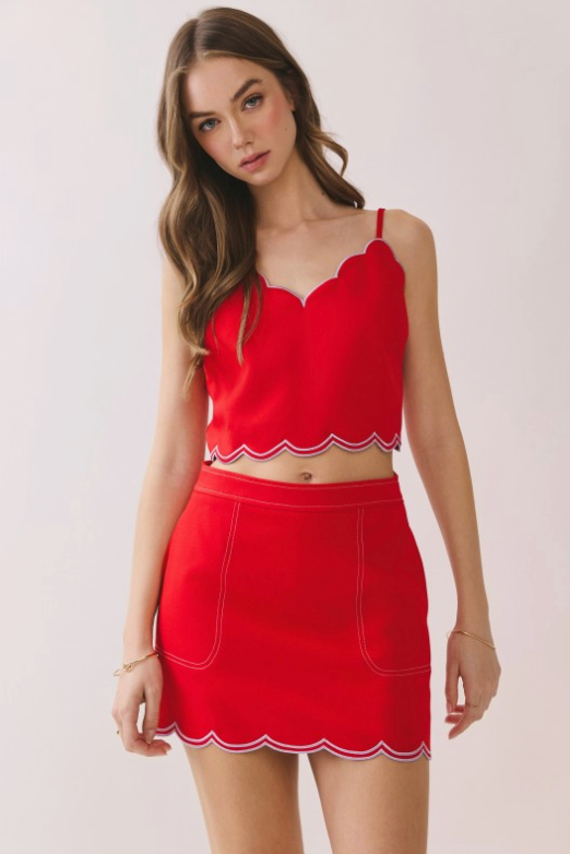Scalloped Edge Mini Skirt