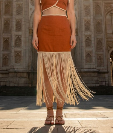 Fringe Overlapping Panels Skirt