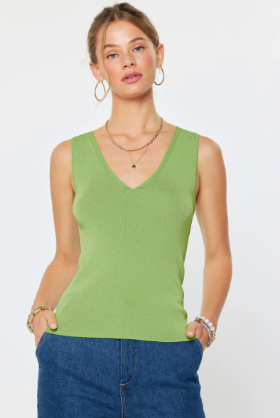Sleeveless V-neck Sweater Top