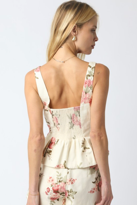 Litzy Floral Smocked Back Peplum Top