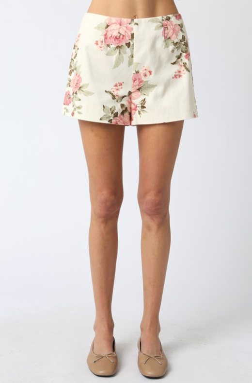 Litzy Floral High-waist Pull-on Shorts