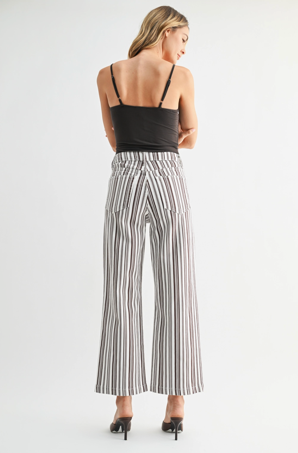 Patch Pocket Wide Leg - Brown Stripe