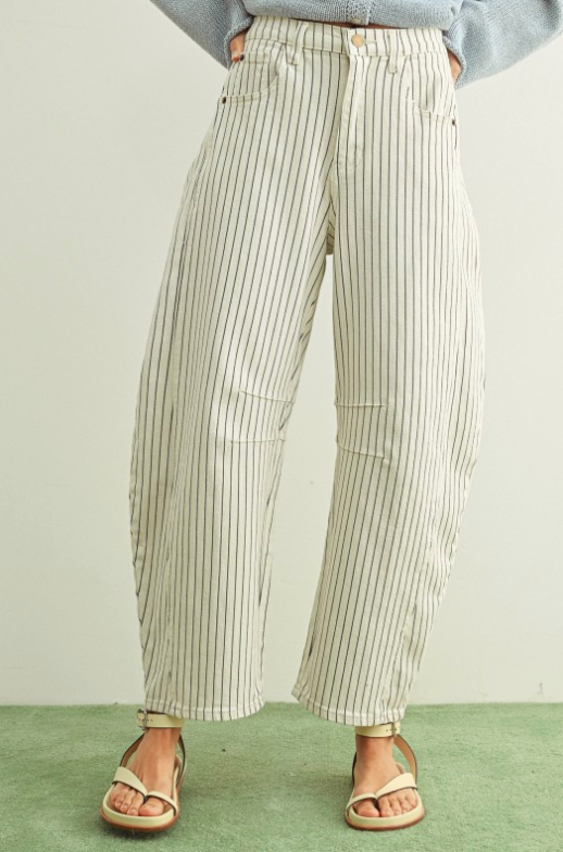 Pinstriped Pattern Barrel Pants