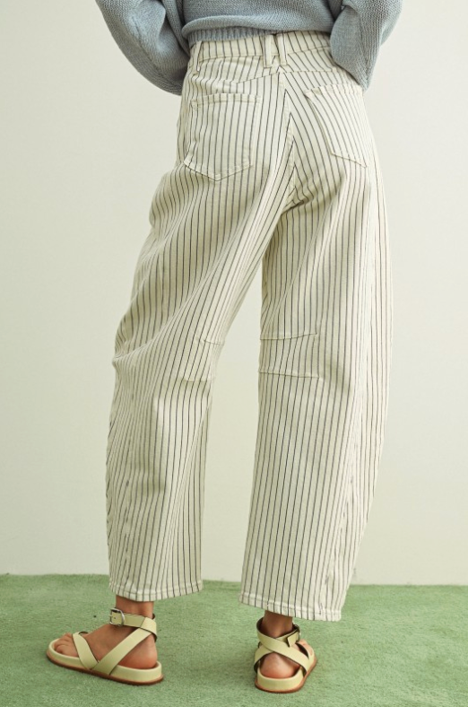 Pinstriped Pattern Barrel Pants