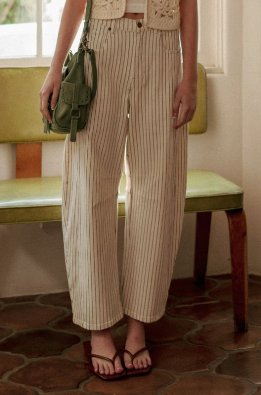 Pinstriped Pattern Barrel Pants