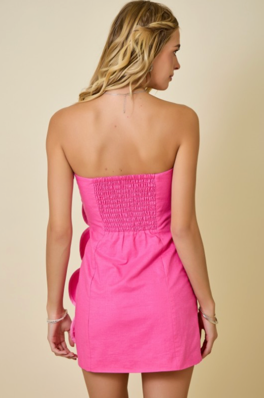 Strapless Mini Dress W/ Overlapped Scallop Panels