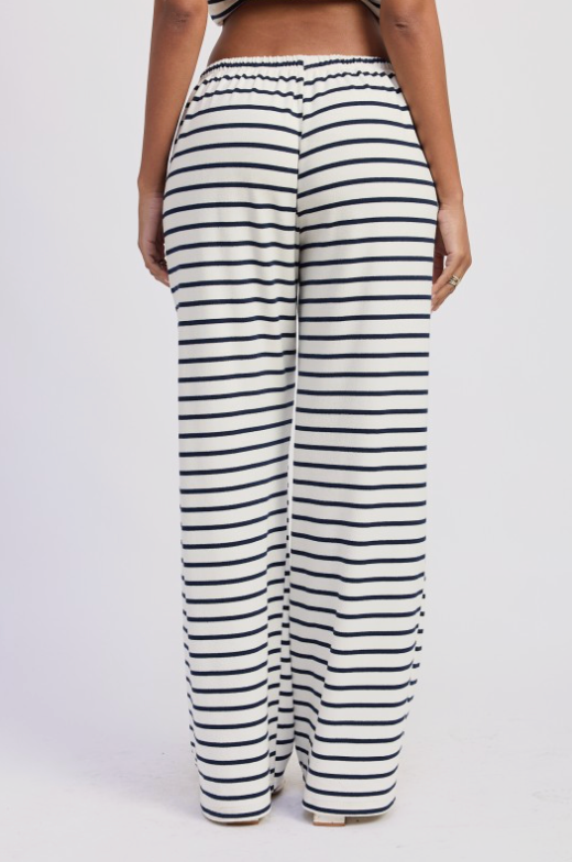 Striped Pants With Elastic Waist Band