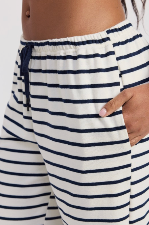Striped Pants With Elastic Waist Band