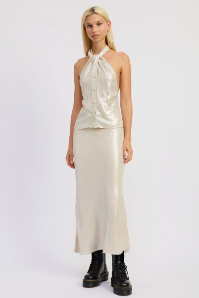 Lurex Linen Bias Skirt