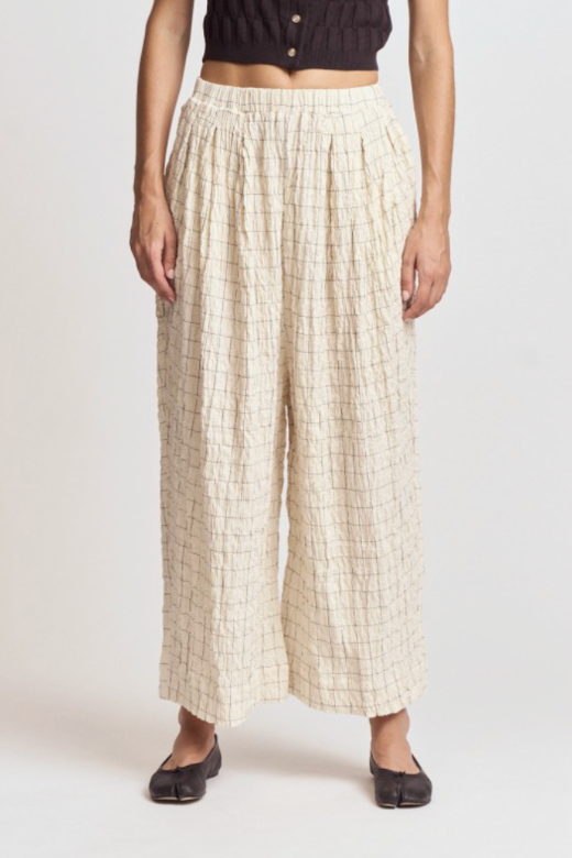 Check Print Gauze Pants