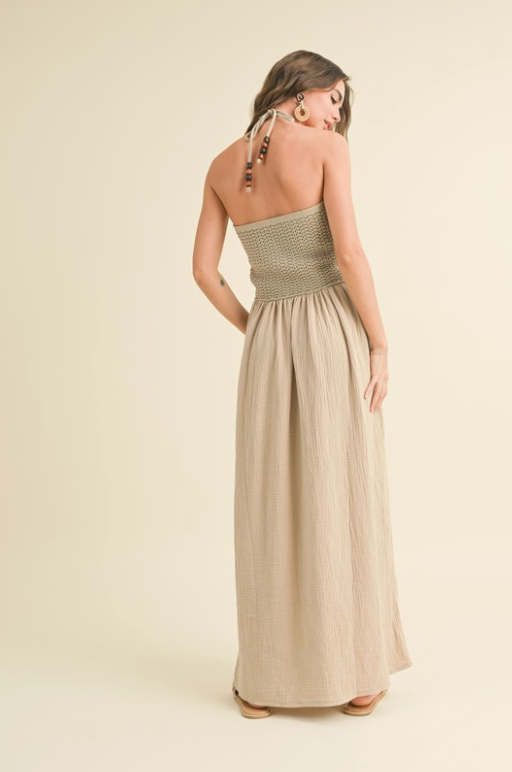 Washed Gauze With Crochet Top Contrast Dress