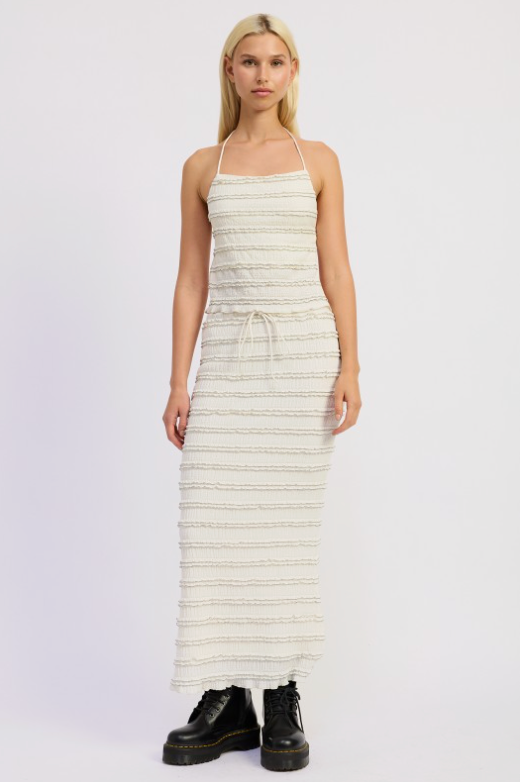Low Rise Ruffle Maxi Skirt